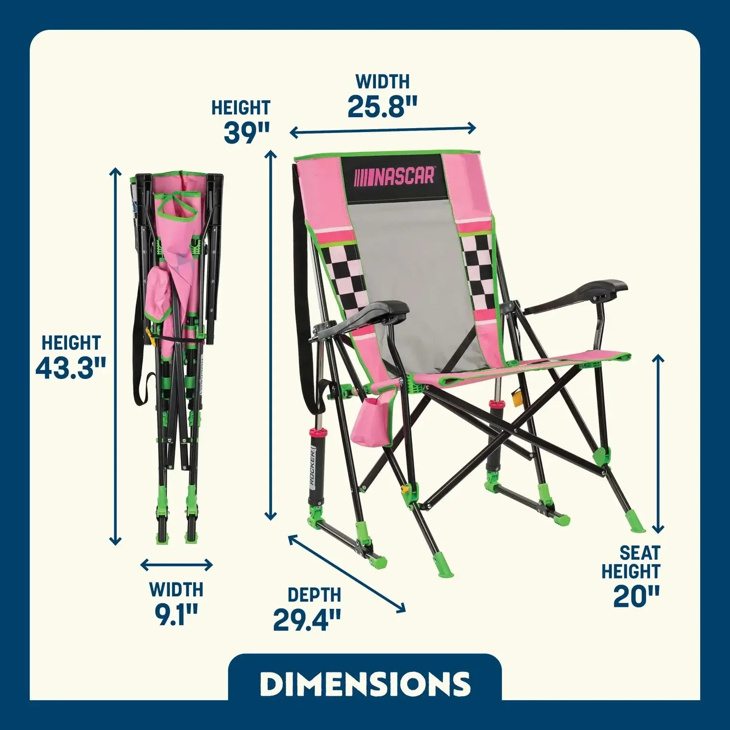 NASCAR RoadTrip Rocker - Pink | Featured Outdoor Choice | Outlandridge 579C